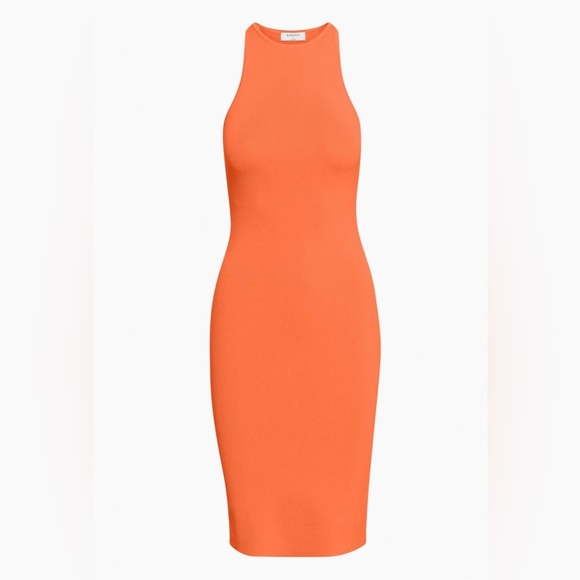 Babaton Dresses & Skirts - Babaton Aritzia Vibrant Orange Open Racerback Fitted Bodycon Ribbed Midi Dress